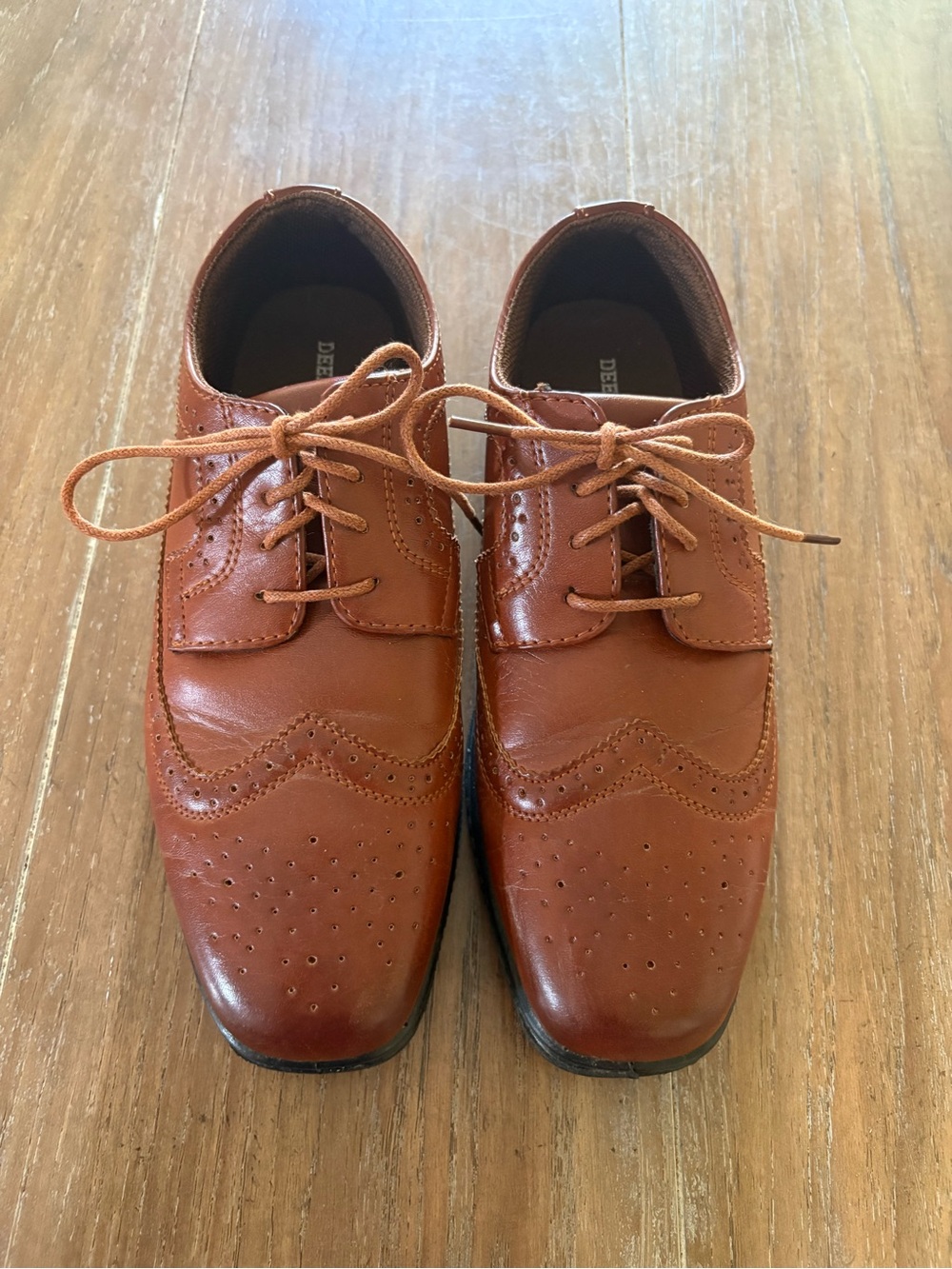 Deer Stags Brown Boys' Classic Wingtip Dress Shoes